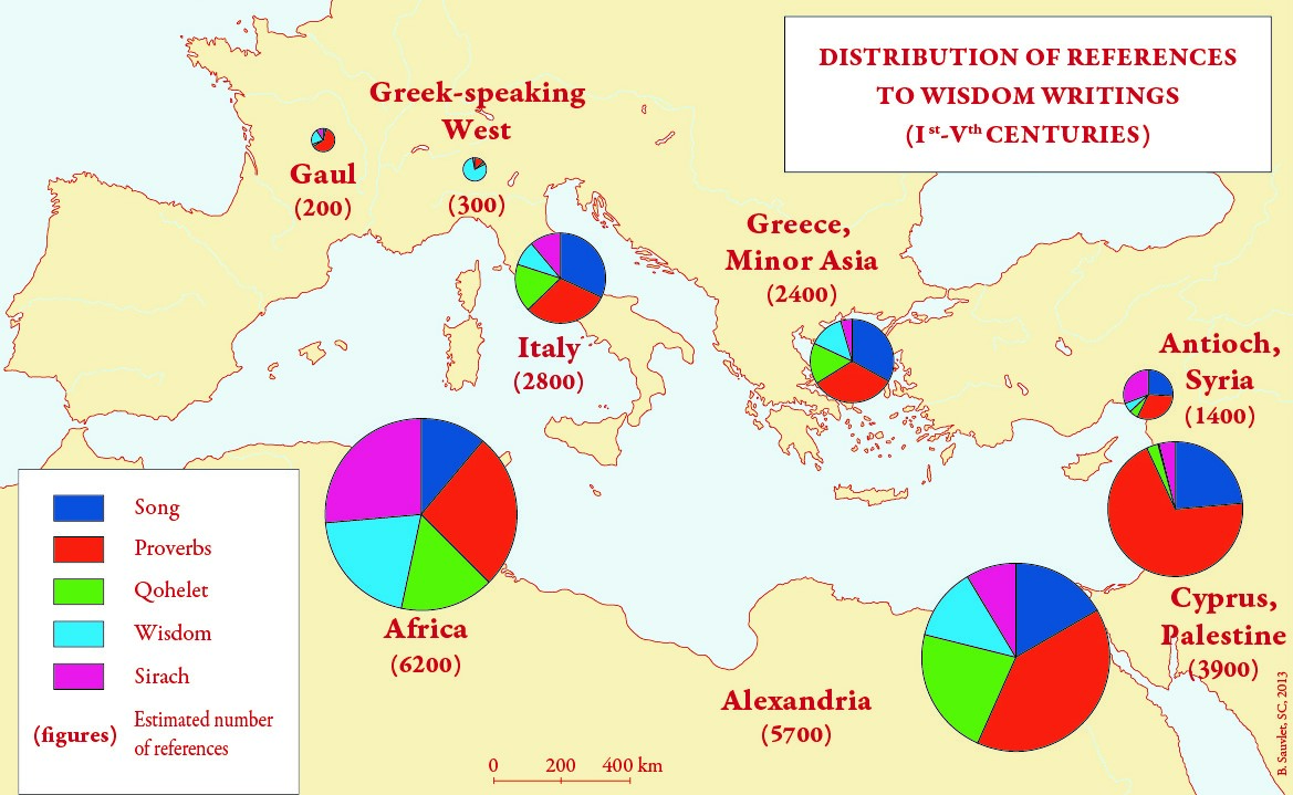 Distribution of references to Wisdom writings (1st-5th centuries)